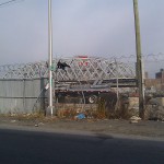 Old Willis Avenue Bridge through construction site