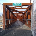 Entrance to temporary pedestrian walkway