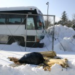 Bus depot and discarded junk