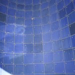 Blue tilework in the staircase area